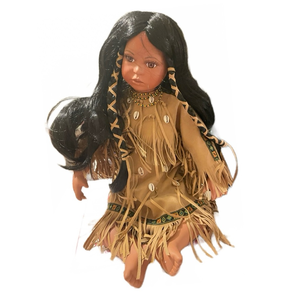 Fayzah Spanos Native American Precious Heirloom Doll. Vintage With Papoose View 4